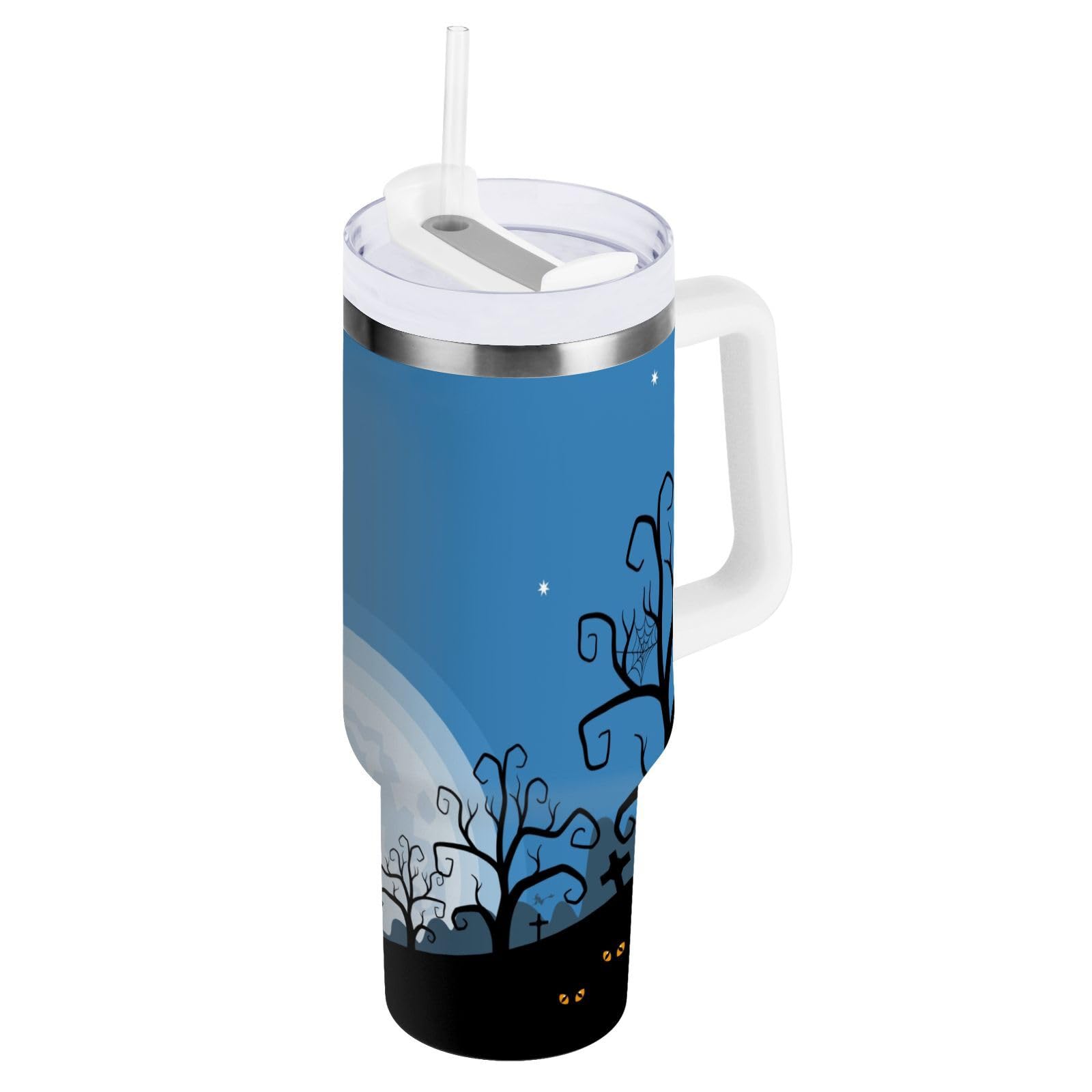 YETTASBIN 40 Oz Halloween Bat Tumbler - Stainless Steel Vacuum Insulated Travel Mug With Handle & Straw