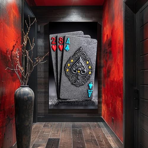 Tableau de poker noir grand format prêt à accrocher 80x150 - 2