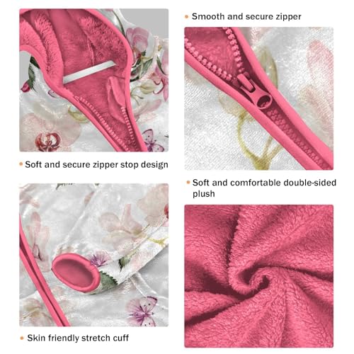 OTVEE Pink Flowers Kids Hoodie Jacket Fall Spring Full Zip Warm Outwear Coat3