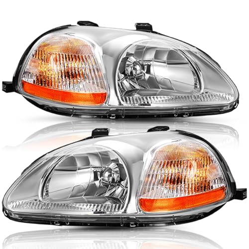 TUSDAR Headlight Assembly Set Compatible with 1996 1997 1998 Honda Civic Driver & Passenger Side