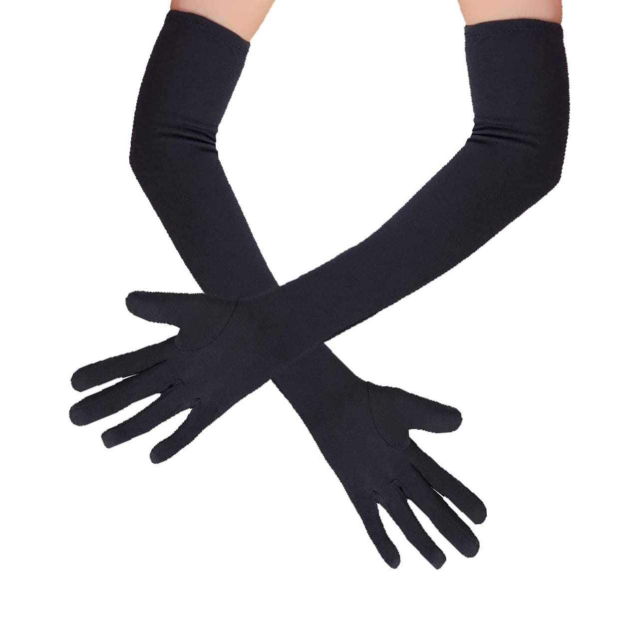 Women Black Cotton Reusable Re-washable Full Palm and Elbow Hand Gloves to Protect Hands-image-47