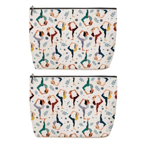 Lovdazzles 2 x Yoga-Geschenke für Frauen, Make-up-Tasche, Yoga-Zubehör für Frauen, Kosmetiktasche, Lehrer, Kulturbeutel, Organizer, Pilates, Geschenke für Mädchen, Lehrer, Freunde, Schwestern