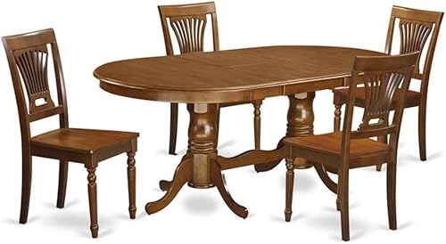 Miniatura 12 de East West Furniture PLAI9-SBR-W - Juego de mesa de comedor de 9 piezas incluye una mesa ovalada de madera con hoja de mariposa y 8 sillas de comedor