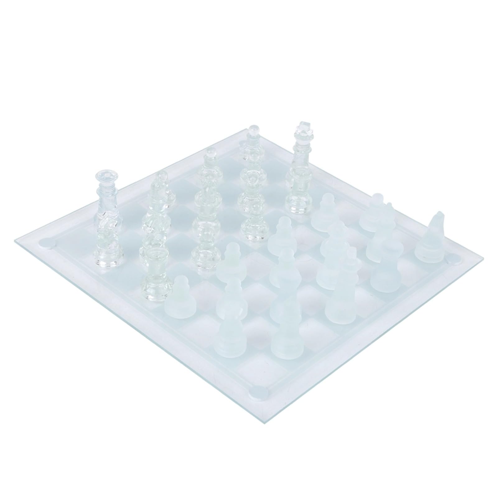 Scacchi in cristallo, 32 scacchi + 1 scacchiera + 1 distanziatore 25x25 cm in vetro lucido opaco