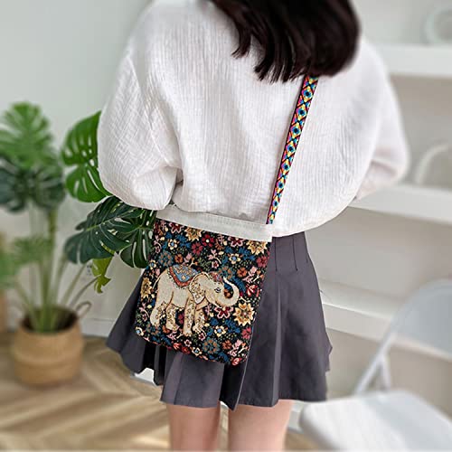 Mini crossbody bag, Fashion zipper small shoulder bag,Elephant pattern, Is the canvas crossbody bag for dreamers3