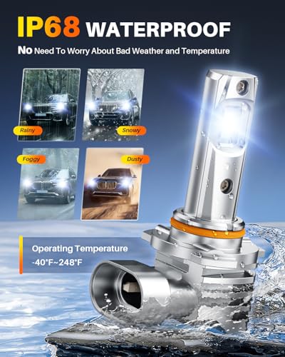 Image of OXILAM H11 9005 Light Bulbs Combo, 96000LM 1000% Brighter 6500K Cool White Light, H11-H9-H8 9005-HB3 Fog Light DRL Replacement 1:1 Size, Wireless Design, IP68 Waterproof, Pack of 4