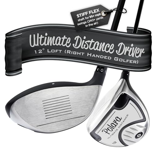 Polara Golf Ultimate Straight Driver - Adjustable Anti-Slice Driver for Men & Women, Beta Titanium Face, 475cc High MOI Clubhead, Golf Club for Right-Handed Golfers, Stiff Flex, 45