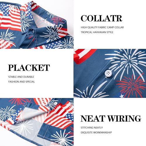 FT FENTENG Men's Casual Button Down Shirts Regular Fit Short Sleeve Hawaiian Shirt for Men4