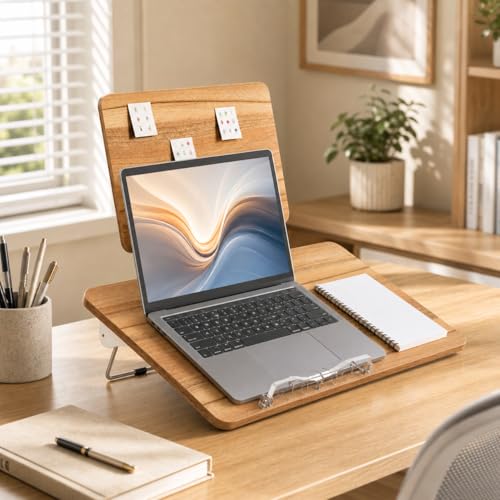 Image of Sunchhaya New Book Stand for Reading, Writing, Painting and Used As Laptop Stand for Desk, 360 Degree Rotatable Multi-Functioal Book Reading Stand Adjustable Height-Angle (BG-5LW)