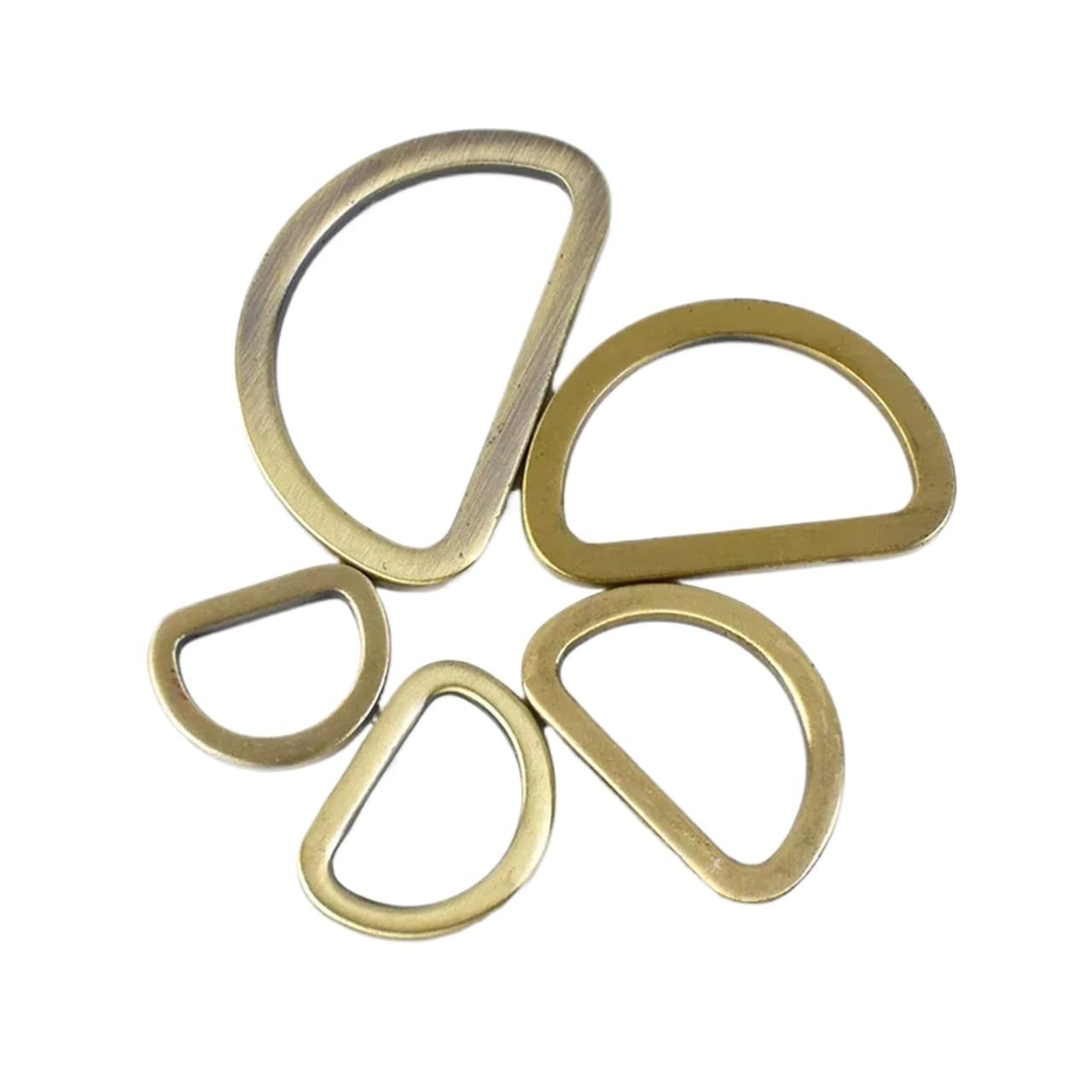 PVUVTNAHW 50Pcs 16-38mm D Rings Metal Buckles For Bag Strap Belt Loops Handbag Webbing Clasp Connector Leather Hook(Brass,32mm)