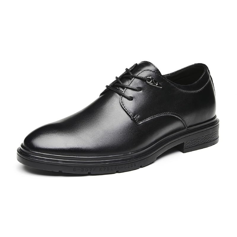 YZABEL Men's Patent Leather Platform Formal Oxford Shoes, Pointed Toe Lace-Up Business Casual Shoes, Rubber Non-Slip for Formal and Everyday Wear