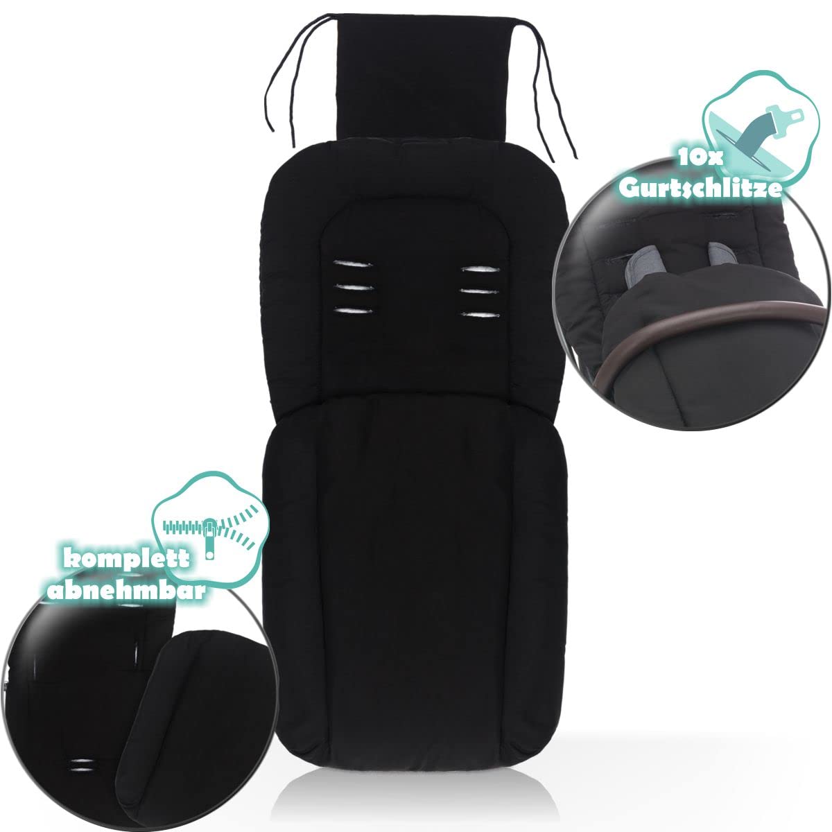 Fillikid Fußsack ST3911 Sommerfußsack für Buggy Kinderwagen Jogger (Schwarz)