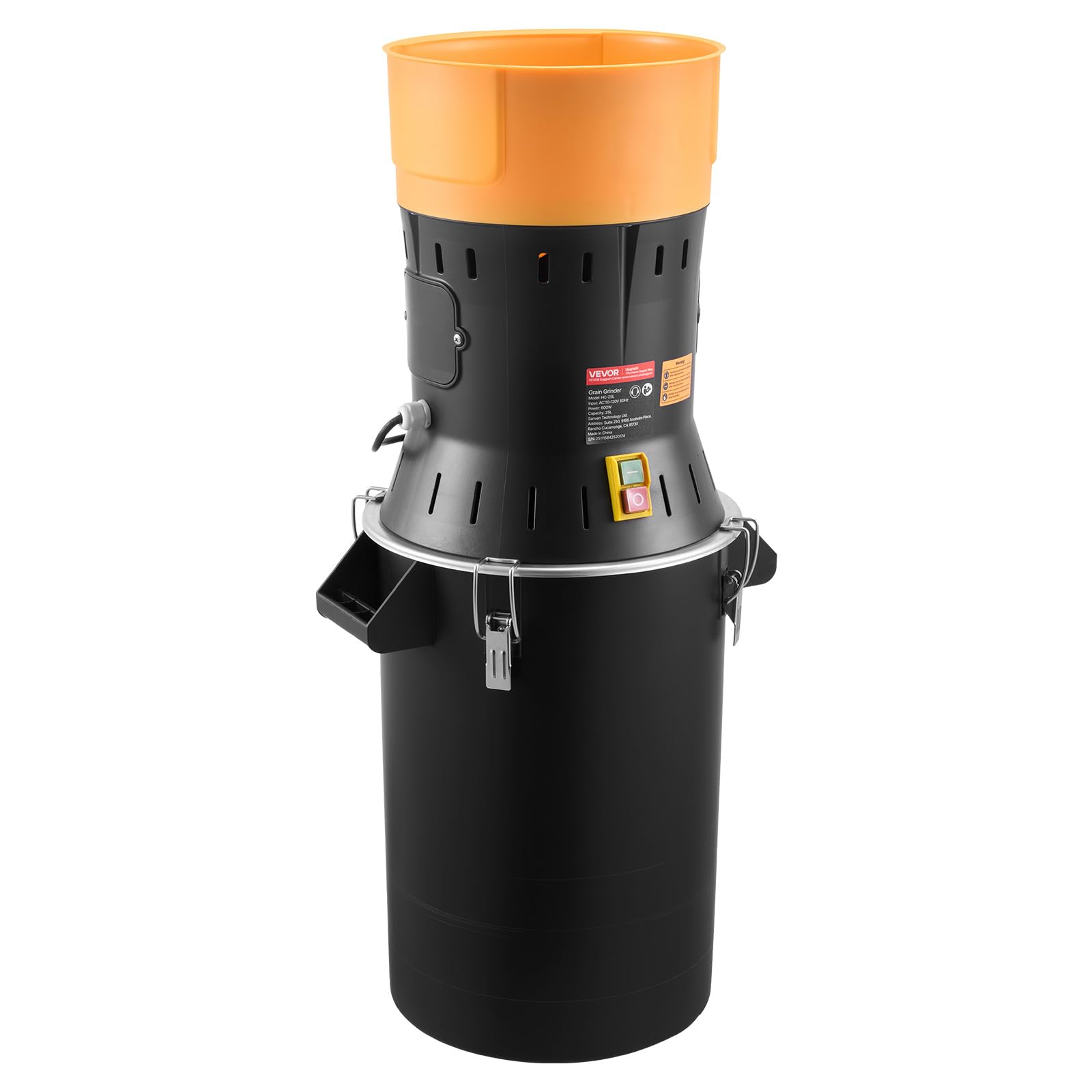 VEVOR Macchina per Polverizzazione Cereali Spezie Grano ad Alta Potenza da 600 W, Polverizzatore da 25 Litri con Lame Affilate Zincate, per Cereali Secchi, Spezie, Chicchi di Caffè, Mais e Pepe