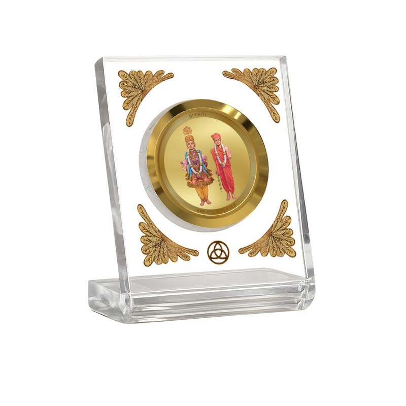 Image of DIVINITI 24K Gold Plated Religious Car Dashboard Frame | Premium God Idol Frame for Car, Home Mandir & Office Table | Spiritual Gift, Decorative Showpiece