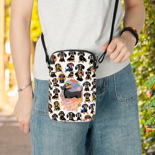 LEVLO Funny Dachshund Dog Crossbody Bag Puppy Lover Gift Short & Sassy Dachshund Dog Shoulder Bag Cartoon Animal Merch4