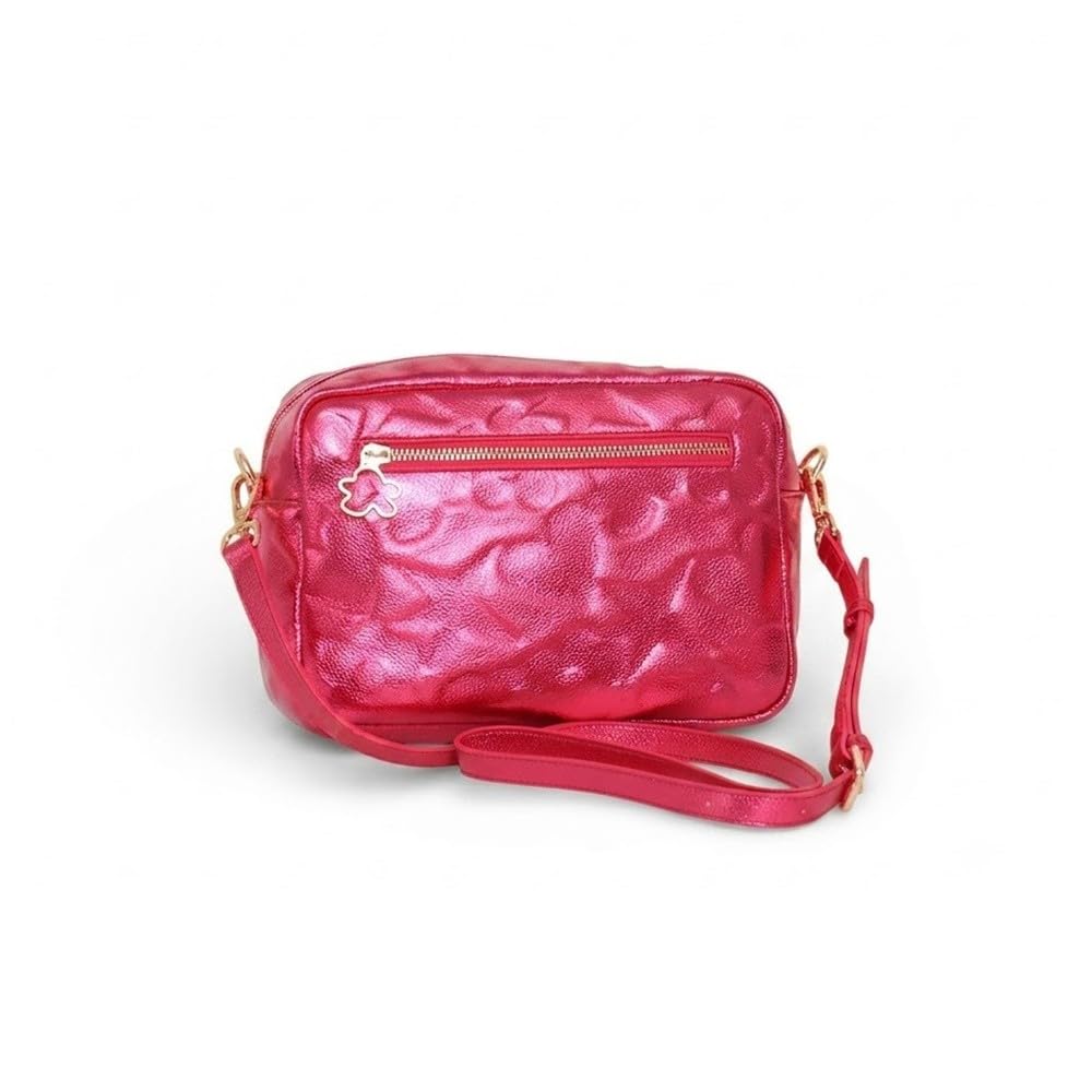 Agatha Ruiz de la Prada Bolso Bandolera piel sintética fucsia metalizado iconos grabados relieve
