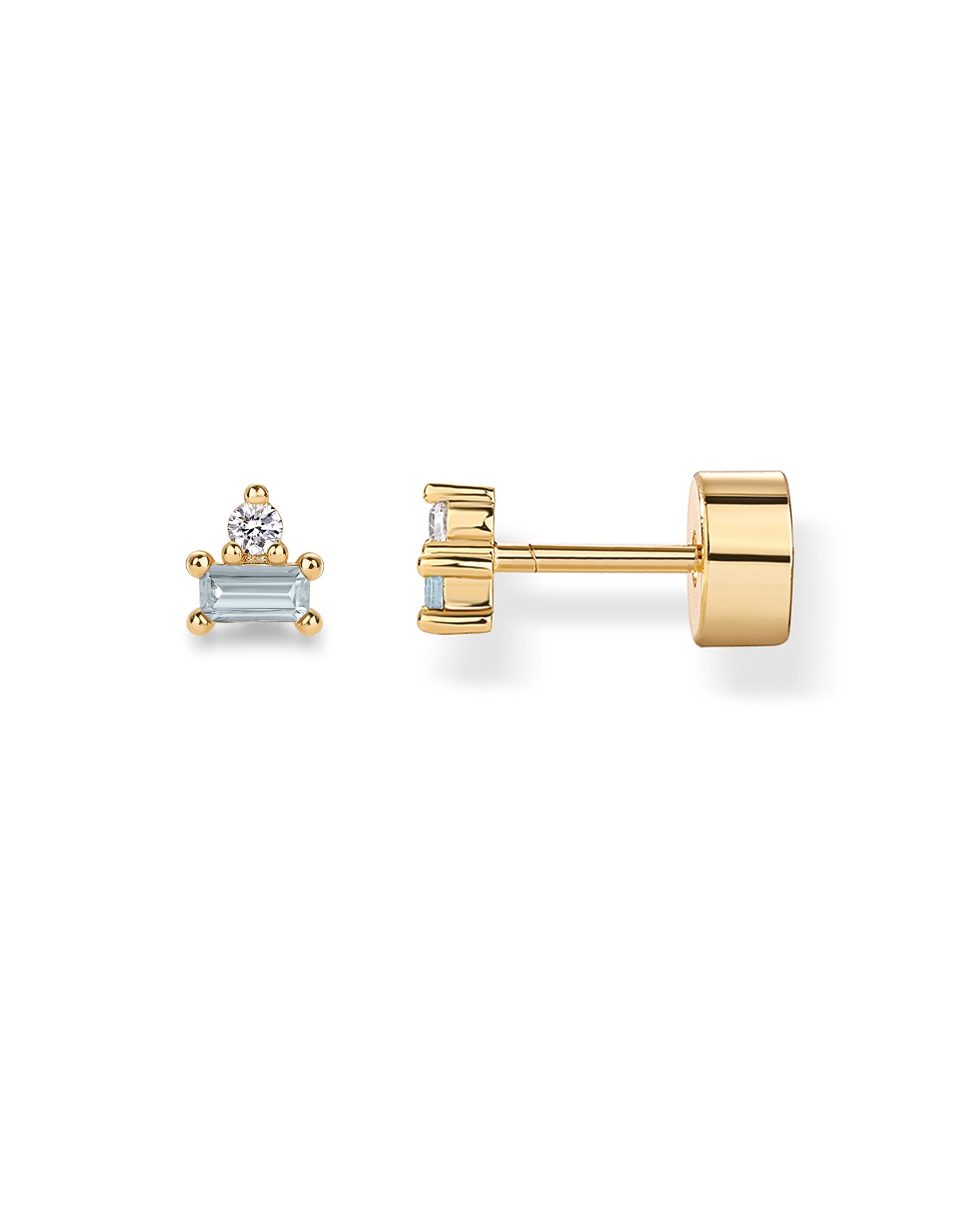 PAVOI 14K Gold Plated Dainty Birthstone Flatback Stud Earrings for Women
