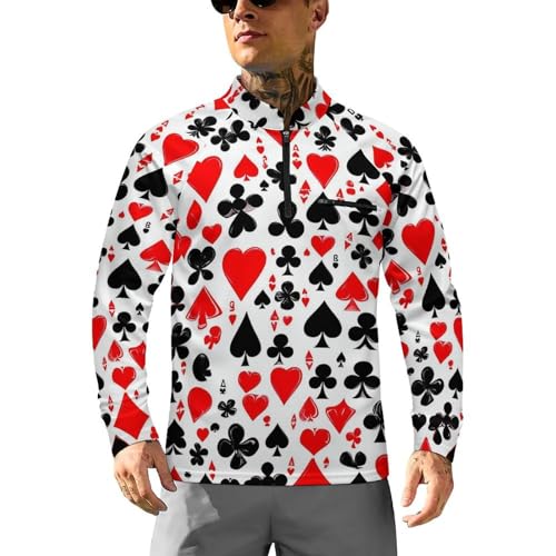 Playing Cards Symbol Men's Sun Protection Shirts UV SPF UPF 50+ Long Sleeve Rash Guard Lightweight