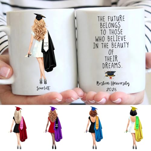 Personalized Graduation Gifts for Woman Her, Custom Graduation Mug for Graduates Daughter Best Friends High School, College, Class of 2026 Coffee Mug 11 or 15 Oz