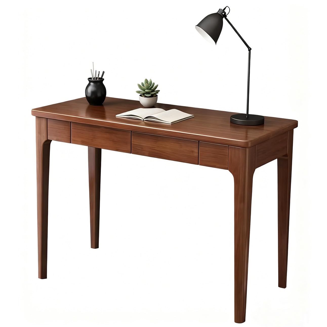 Scrivania moderna in legno massello di metà secolo, tavolo da studio con cassetto portaoggetti, per casa e ufficio compatto (100 cm)