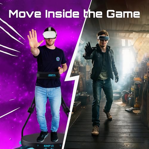 Image of KAT Walk C2 Plus Enhanced VR Treadmill with Vibration Feedback, Noise Reduction, Built-in Wheels, 360 Locomotion, Nexus Adapter & Shoes, Compatible with SteamVR & Quest - US Size 9.5