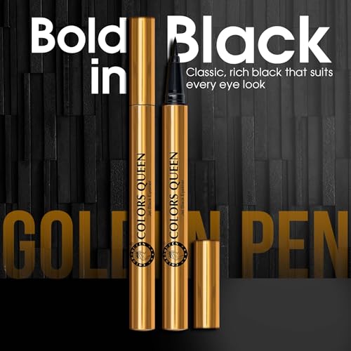 Image of Colors Queen High-Tech Liquid Pen Eyeliner - Black, 1.2g, Intense Matte Finish, Quick Drying Formula, Sweat Proof, Waterproof & Smudge Proof Eyeliner, Long Lasting, Felt Tip Applicator