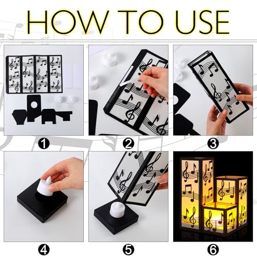 Image of Rossesay 24 Pcs Music Party Decorations Music Note Centerpieces for Table 3 Size Musical Note Paper Lantern Boxes with LED Tealights for Musical Themed Wedding Birthday Baby Shower Party Room Decor
