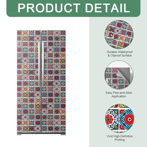 Pegatinas para nevera extraíbles y autoadhesivas, vinilos florales lavables de 200cm 4