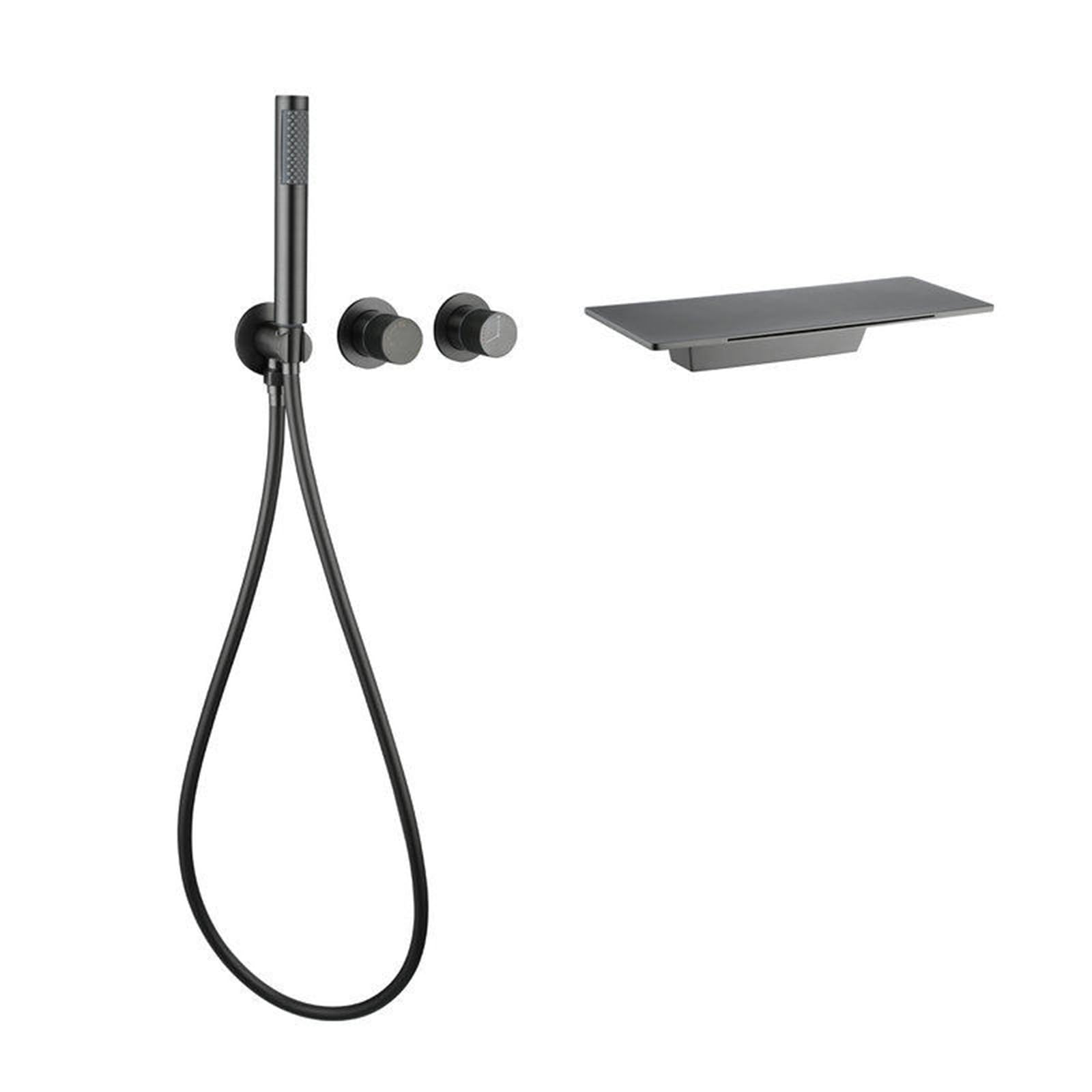 Jybnbbe As Shown Wall Mounted Gray Bath Shower Mixer Tapwaterfall Concealesingle Handle Faucet For Bathtub Bathroom Fixture Easy Installation