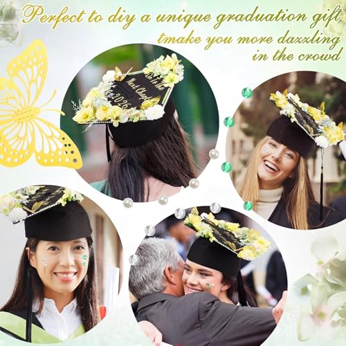 Kits de decoración de gorra autoadhesivos con mariposas y flores 6