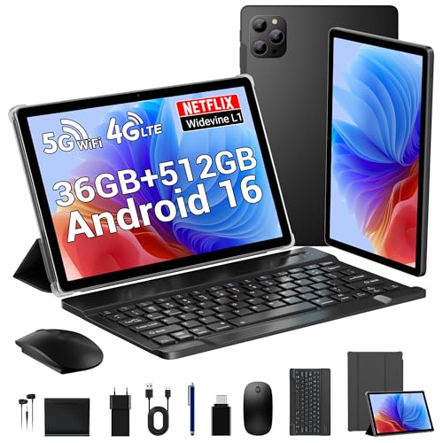 LEVIRTU Android 16 Tablette 11 Pouces avec 36Go RAM+512Go ROM(2To TF), Octa-Core, 8000 mAh, 8MP+13MP, 4G LTE/5G WiFi/BT 5.0/GPS/Widevine L1/Gemini...
