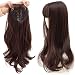 22" Long Wavy Clips in Top Hairpieces with Mini Air Bangs Synthetic Hair Toppers for Women (Natural Black)