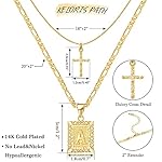 KELORIS PATH Gold Layered Initial Cross Necklace, 14K Gold Plated Layering Square Letter Pendant Figaro Chain Cross Choker from A-Z Capital Jewelry for Women Girls - Image 5