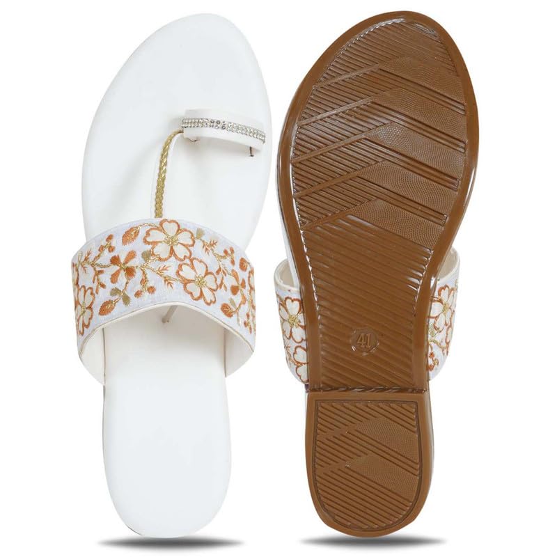 Image of DFR Flip Flops for Women Daily Use Comfortable Ethnic Embroidered Girls Slippers flipflops chappals