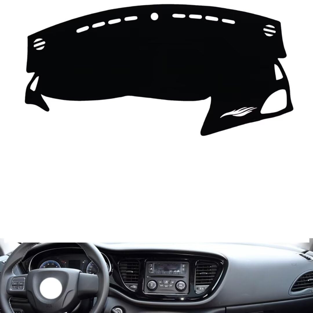Non-slip anti-glare dash cover Compatible with FiatFiat Viaggio (sensor）, premium leather (black)