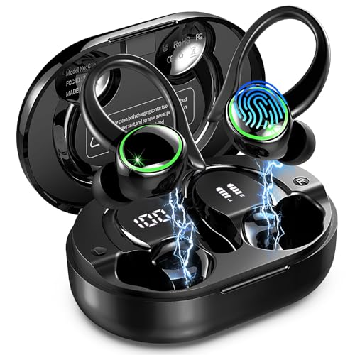 2026 Ecouteurs Bluetooth sans Fil Sport, Écouteur Bluetooth 5.4 avec HiFi Stéréo, 50H Écouteur Bluetooth 4 ENC Réduction Bruit Mic, Écran LED Casque pour...