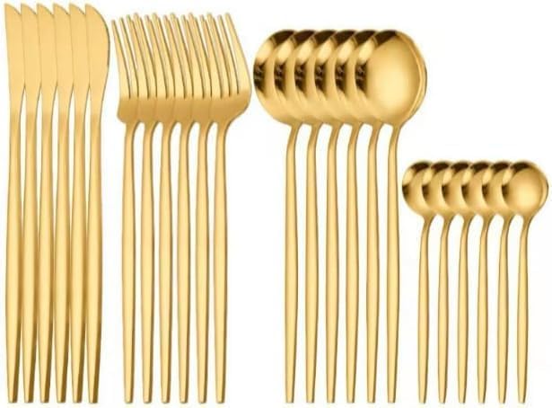 Conjunto de Talheres 24 Peças Aço Inoxidável – Acabamento Premium...
