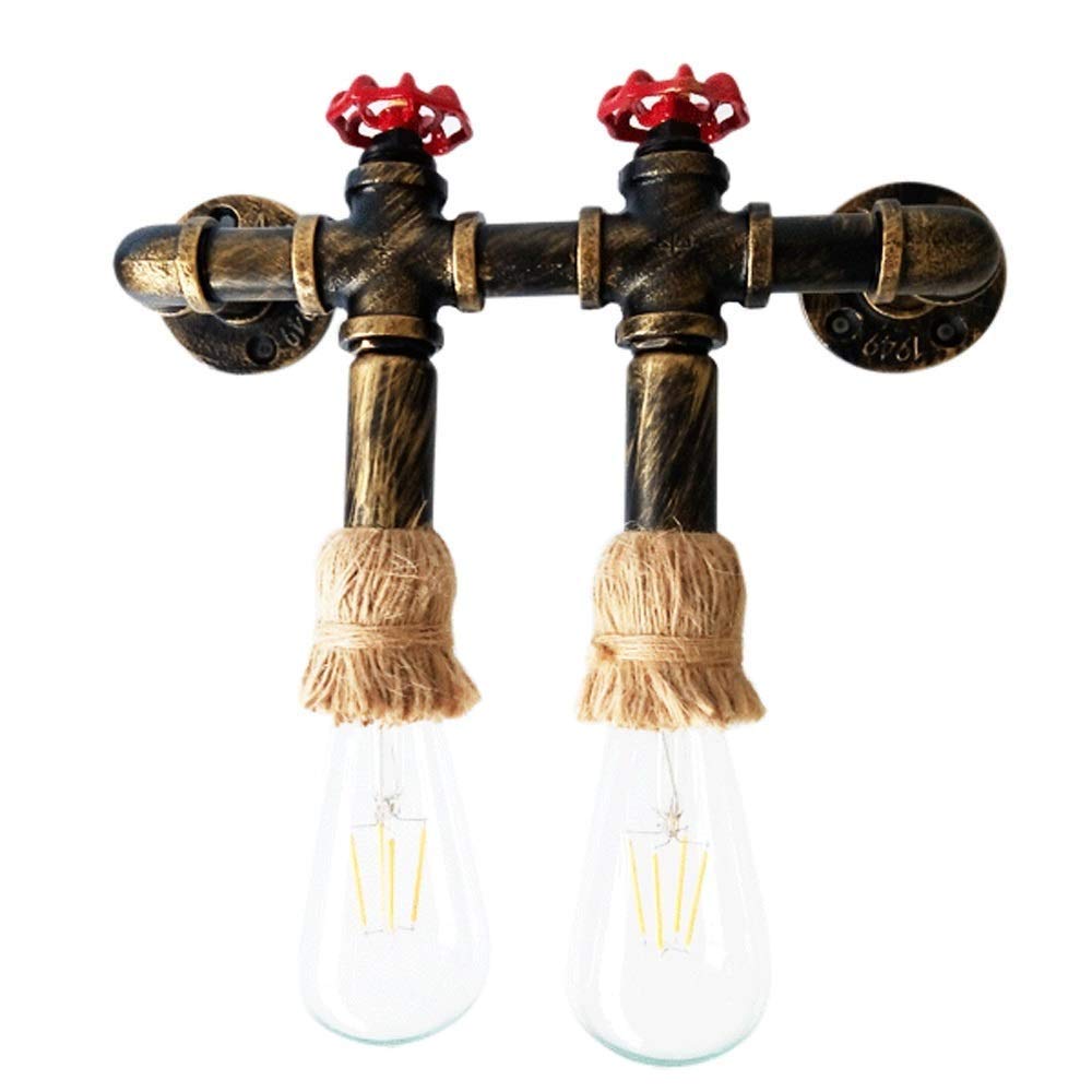 Chuen lung Industrial Retro Wall Lamp - Creative Water Pipe Wall Lamp - E27 Steampunk Decorative Lighting Home, Restaurant, Cafe, Bar, Club, Corridor Lighting