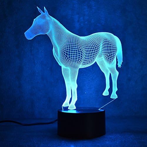 Miniatura 5 de Lámpara de noche 3D para caballo con 7 colores cambiantes, ideal como regalo de Navidad con base de plástico ABS y cable USB
