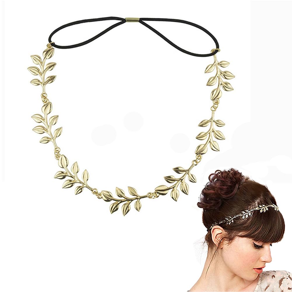 Gold Leaf Headband Fashion Leaves Hairband Boho Elastic Headpieces for