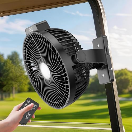 24000mAH Magnetic Golf Cart Fan with Heavy-Duty Strap 8-inch Battery Operated Fan with Triple-Magnet Bright Lighting Compatible with EZGO Club Car Yamaha Golf Cart Accessories Golf Gift 2026