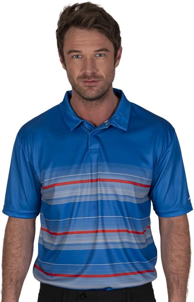 Under ParMen's Under Par Upts1642 Men's Multi Stripe Golf Polo Shirt Top