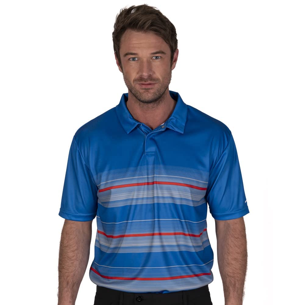 Under ParMen's Under Par Upts1642 Men's Multi Stripe Golf Polo Shirt Top