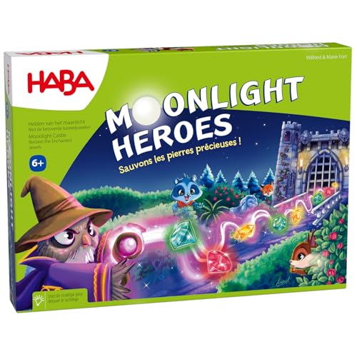 HABA Moonlight Heroes – Jeu de Collecte Stratégique et Magique – 5 Ans+ – Château en 3D avec Pierres Précieuses – 1306482003