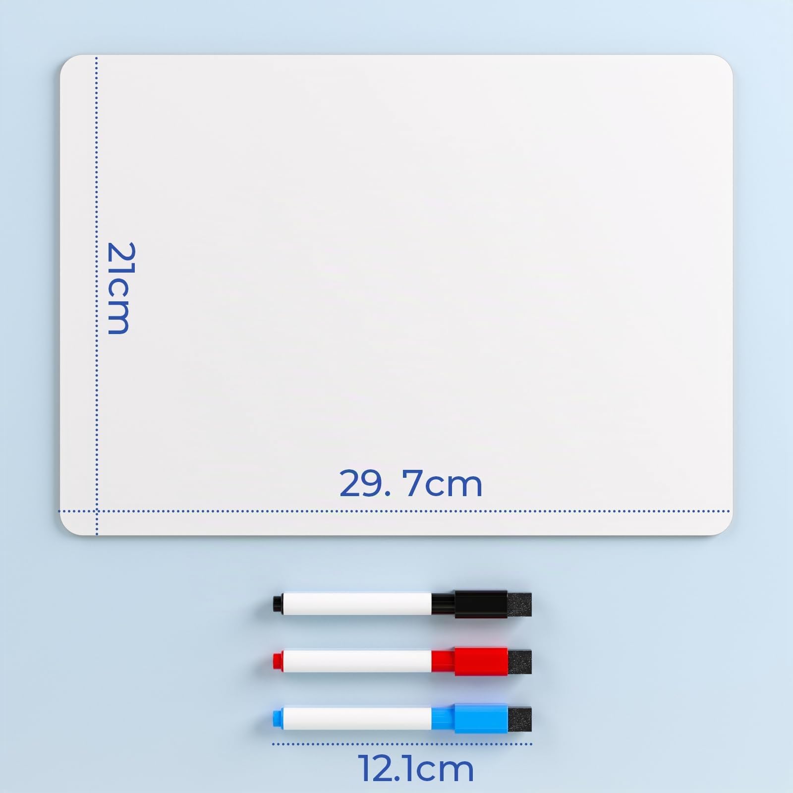 Nicpro A4 Pizarra Blanca, Pequeño Tablero Blanco 9 x 12 Pulgadas Tablero de Doble Cara con 3 Rotulador para alumno colegios, oficinas, Hogar