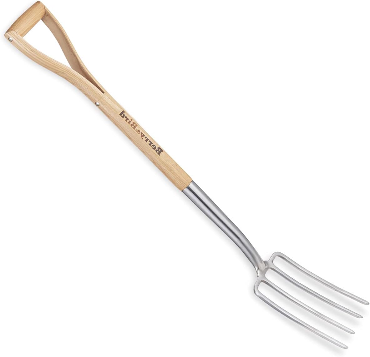 Berry&Bird Gardening Digging Fork, 4-Tine Spading Fork with D-Handle, 43.9 Inches Long Handled Stainless Steel Pitchfork with Ergonomic Ash Wood Handle for Digging, Planting, Cultivating and Aerating : Patio, Lawn & Garden