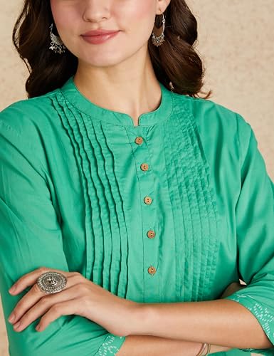 Image of Amazon Brand - Myx Women Cotton Printed A-line Short Kurti (Available in Plus Sizes)