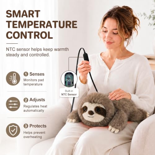 Image of Sloth Heating Pad for Period Cramps USB Power Heated Plush Stuffed Animal