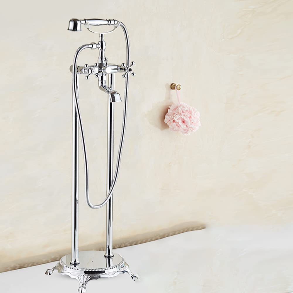 Robinet de baignoire autoportant à bec pivotant 360° et douchette