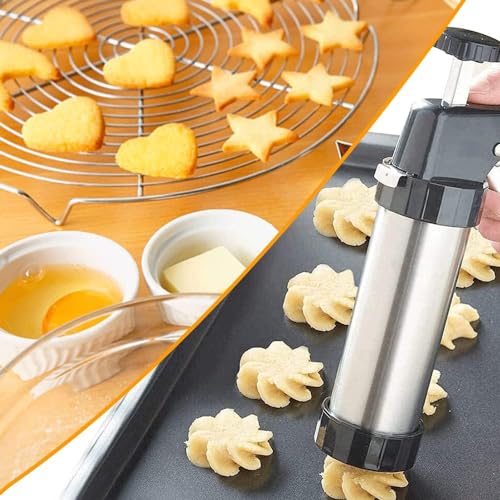 Kit de prensa de galletas de acero inoxidable con 13 moldes de galletas y 8 puntas de glaseado para hacer galletas y decoración